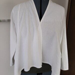 NEW Soft Surroundings White Alicante Linen Blend Topper Jacket XL